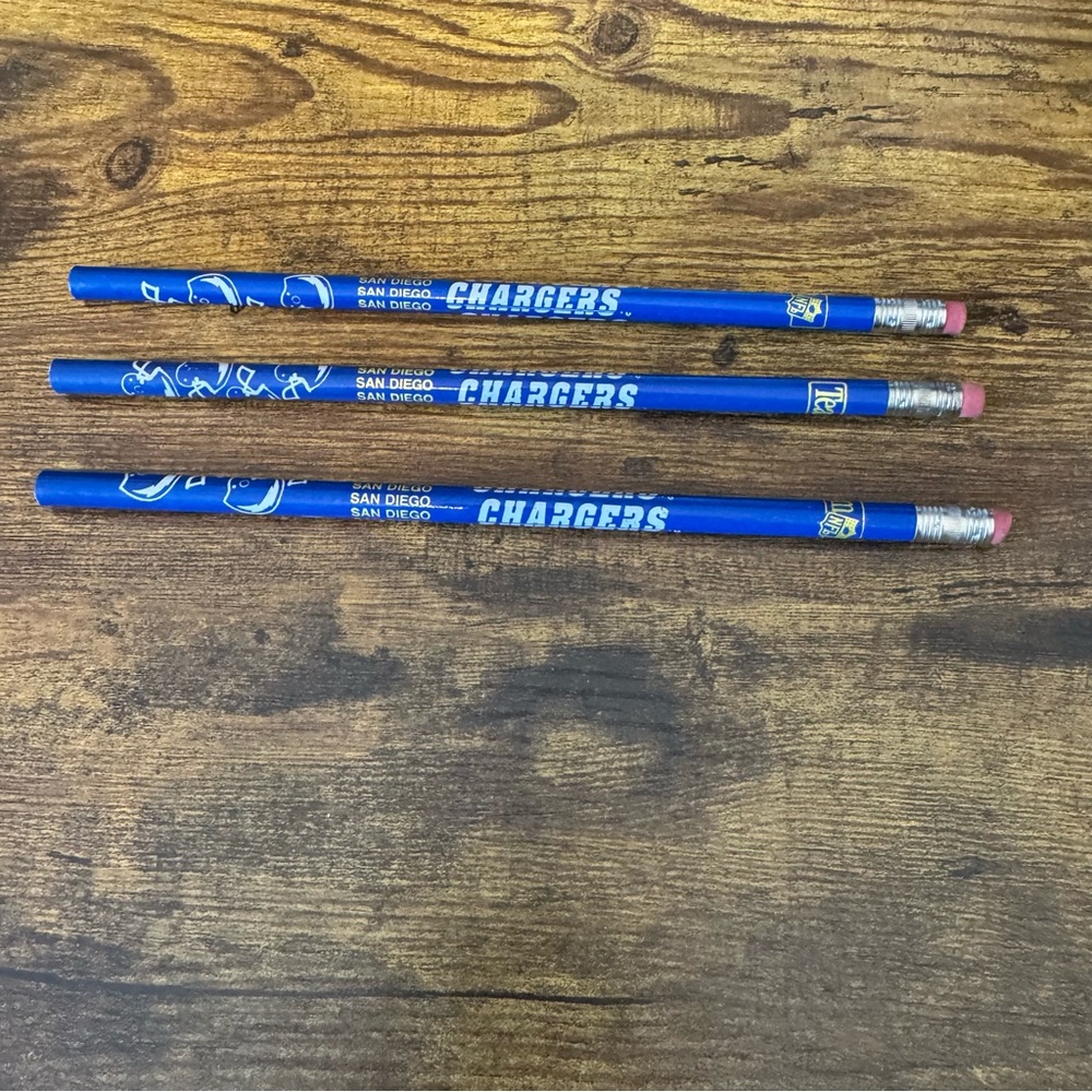San Diego Chargers Team NFL‎ Licensed Unsharpened Pencils Lot of 3 Vintage